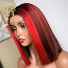 Прямые парики Красного цвета для женщин, бразильские натуральные волосы Реми 13x 4, прямые волосы боб, предварительно выщипанные