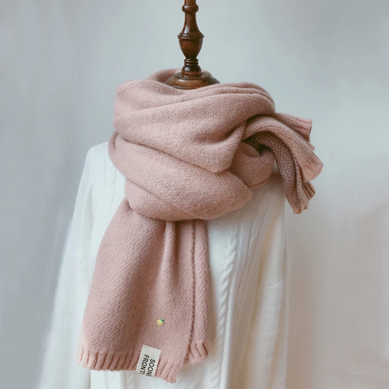 

Women Winter Thicken Warm Scarf Soft Solid Cashmere Scarves Pashmina Shawls Wraps Knitted Wool Long Scarf