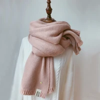 women winter thicken warm scarf soft solid cashmere scarves pashmina shawls wraps knitted wool long scarf