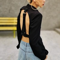 sexy backless blazers notched long sleeve high waist casual patchwork women blazer for female fashion clothing new