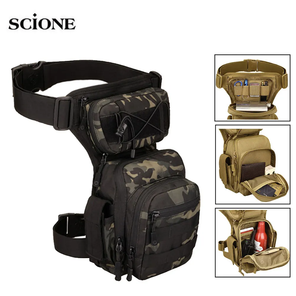 Men Leg Bag Waist Bag Utility Belt Pack Pouch Adjustable Hiking Male Hip Motorcycle Bags Military Tactical Waist Bag XA936+WA