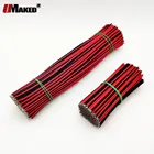 50 шт. 22AWG светодиодный cbales L:10 см 20 см 30 см 2pin луженая медь красный и черный провод для 5050 5730 светодиодный удлинитель питания удлинительные шнуры для подключения
