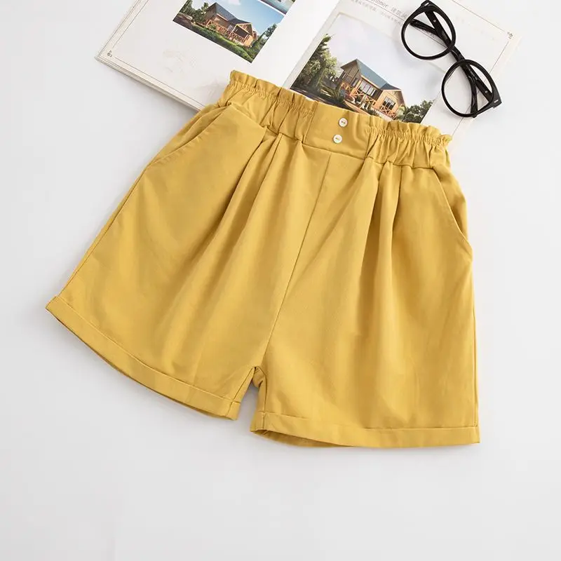 

Girls' Shorts Summer 2021 New High Waist Loose Shorts for 0-13 Years Solid Korean Kids Shorts Children's Casual Clothes for Girl