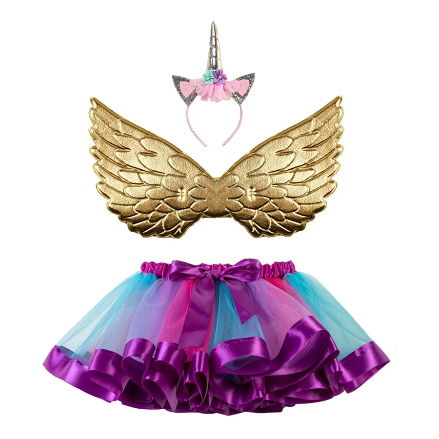 Радужным пони для девочек Платье пачка дня рожденья комплект с пышной юбкой из