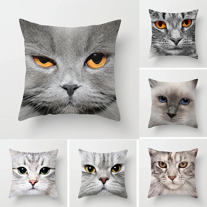 

Polyester Peach Skin Cushion Cover Pillowcases Series Cats Printed Customizable Dustproof Home Decoration Pillowcase 45 * 45 cm
