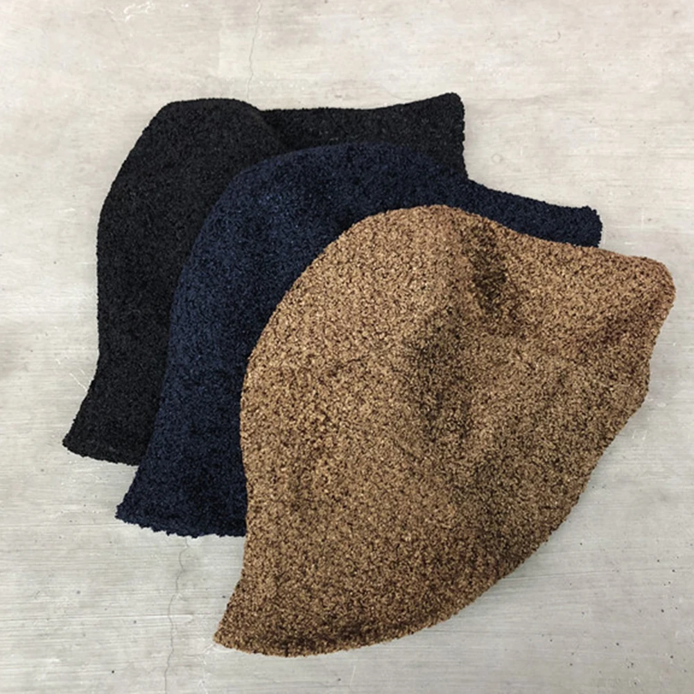 Winter Fashion Women Solid Color Wide Brim Warm Casual Woolen Bucket Hat Cap Summer Foldable Sun Prevent Hats | Аксессуары для