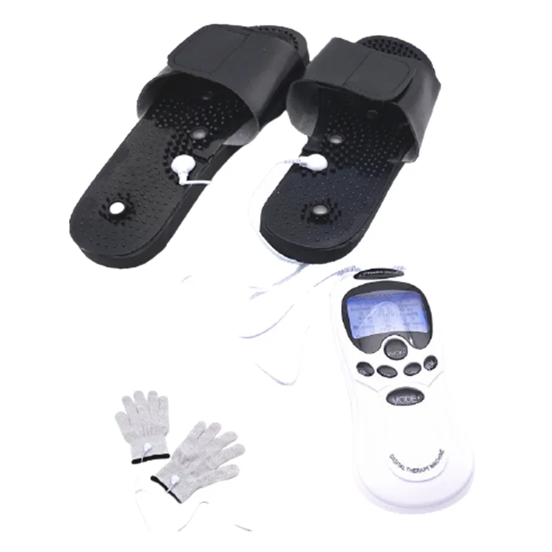 Двухканальный цифровой массажер для терапии всего тела + 8 подушечек тапочки ног