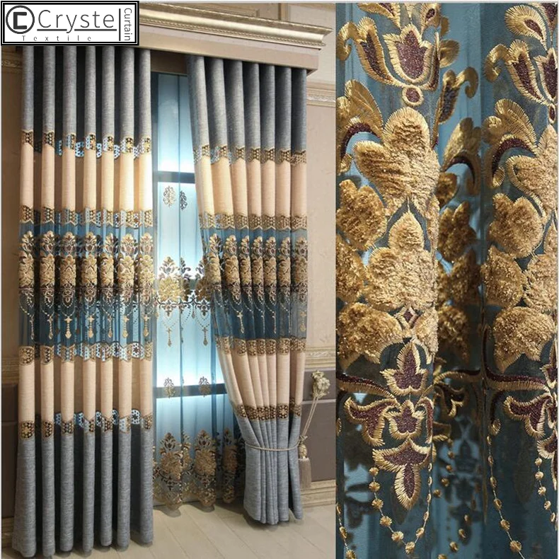 

European Linen Water-soluble Embroidery Curtains Cloth For Bedroom Hollow Shade Curtains Fabric For Living Room