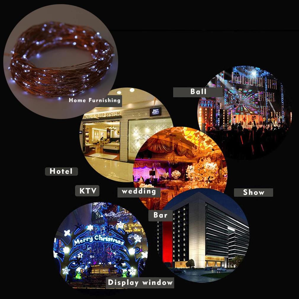 

ICOCO Waterproof Ip65 2M/3M/4M Button Battery Operated LED Copper Wire Fairy String Light with Battery Case for Party Decor