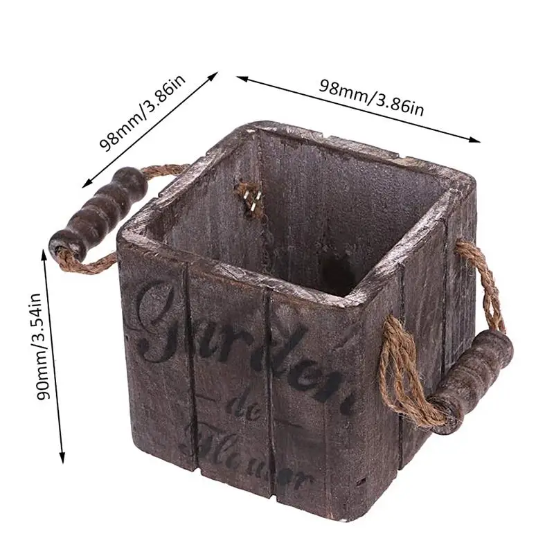 Деревянный цветочный горшок в стиле ретро мини для суккулентов деревянный