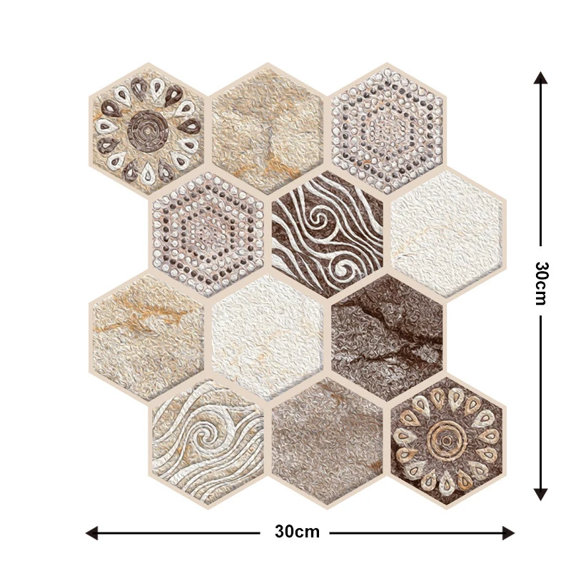 

3D Art Waterproof Wall Paper Murals Hexagon Carved Decoration Wall Stickers DIY Decor Wallpaper Living Room Kitchen Decor 1PC