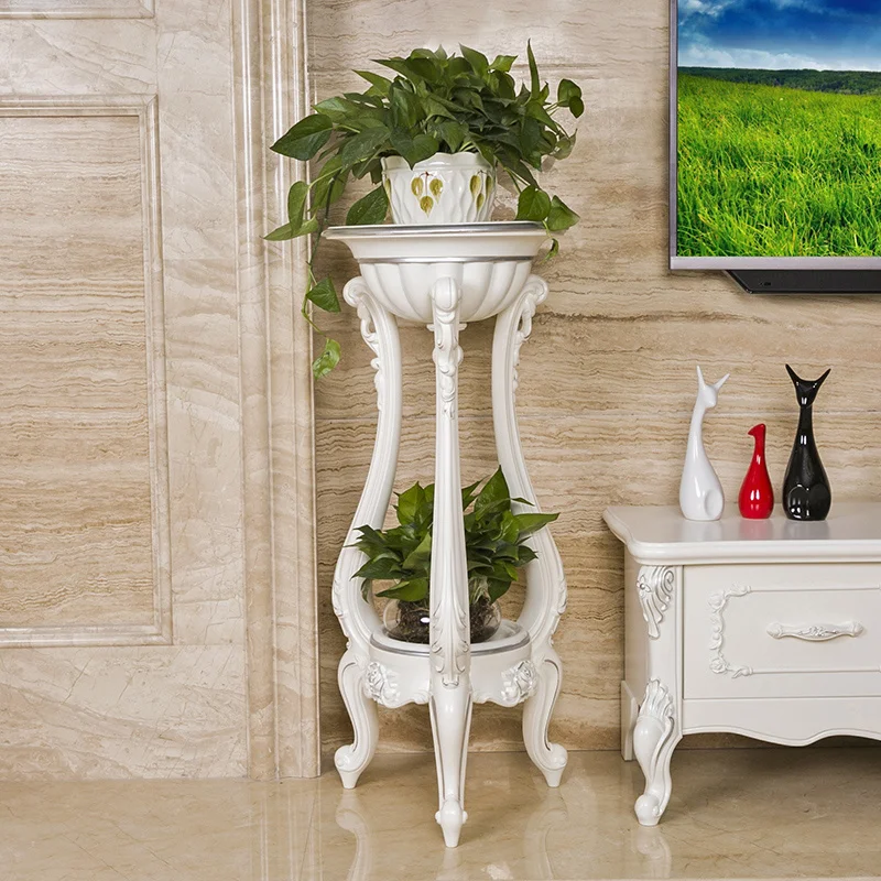 

European creative round balcony plant stand Eco-friendly plastic living room flower rack modern Chinese simple floor type shelf