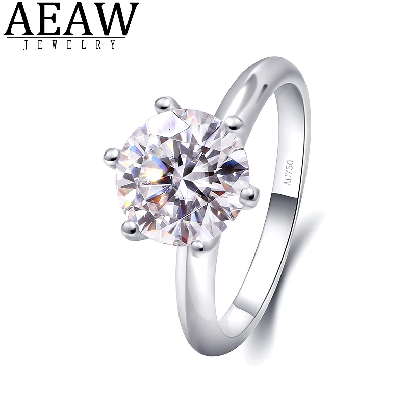 

AEAW Fashion Jewelry 2.0ct 8.0mm D Color Arrow Cut Round Moissanite Engagement Rings Real 18k White Gold