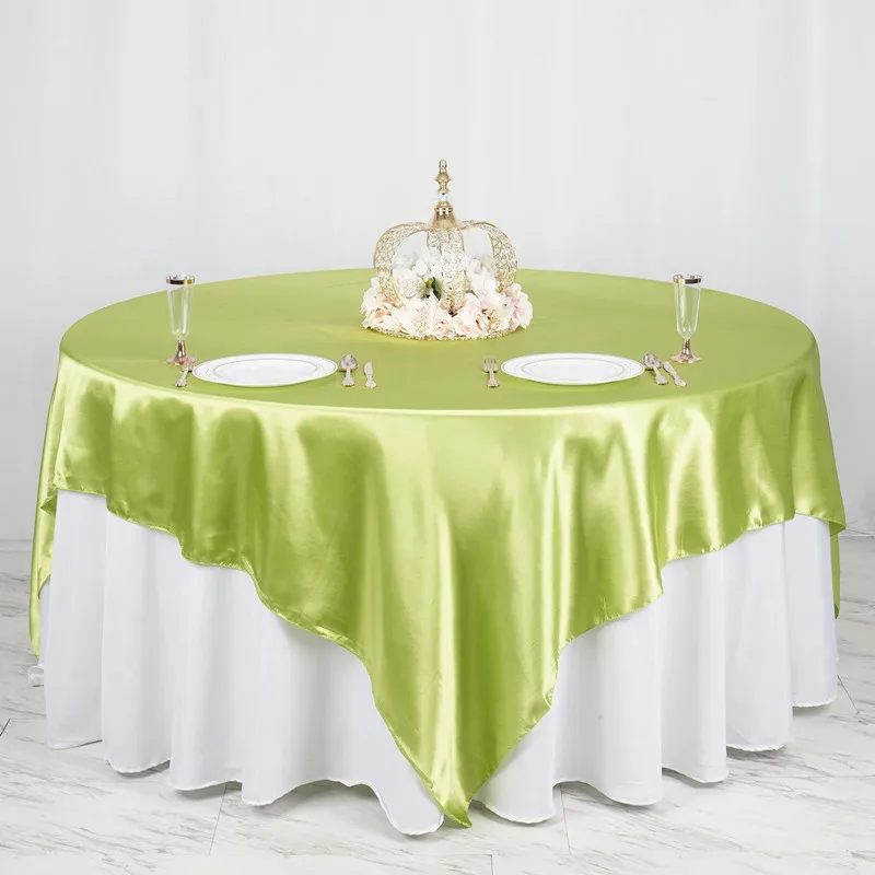 Light Green 10 шт квадратные атласные накладки на стол, атласные свадебные скатерти, скатерти для банкета, мероприятия, вечерние украшения в отеле - Цвет: Light Green