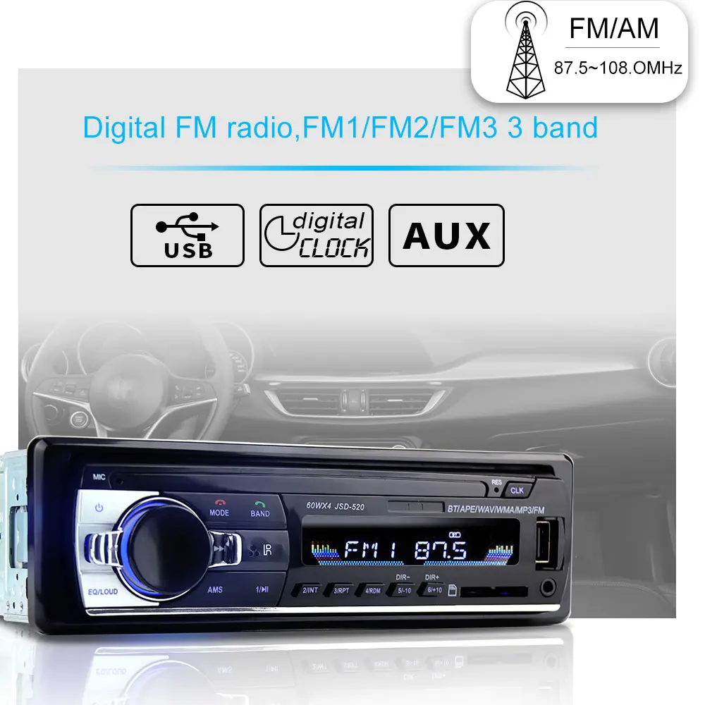 12 В Автомагнитола Bluetooth 1 din автомагнитола автомобильный стерео плеер телефон AUX-IN MP3 FM USB Радио пульт дистанционного управления для телефона автомобильный аудио