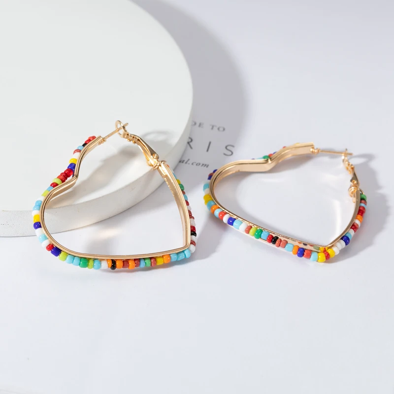 

YAONUAN Trendy Fashion Jewelry For Women Boho 60mm Big Circle Round Hoop Earrings Boho Colorful Charm Loop Earrings Accessories