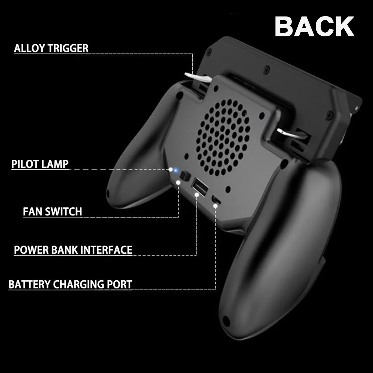 

For Pubg Controller Gamepad Mobile Trigger L1R1 Shooter Joystick Game Pad Phone Holder Cooler Fan with 2000/4000mAh Power Bank