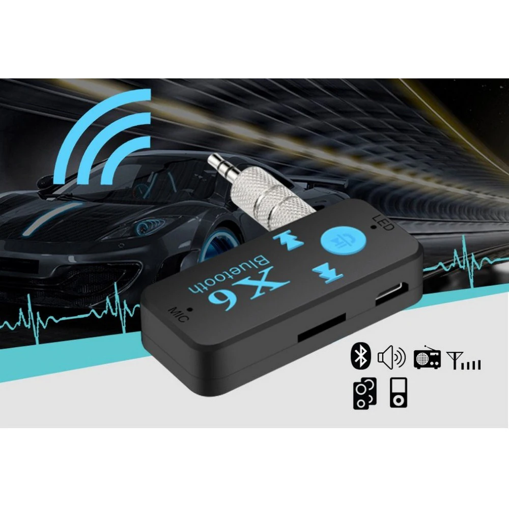 

X6 Bluetooth Audio Receiver 3.5mm Car USB Adapter Handsfree Calls TF Card Portable MP3 Music Receptor Multi-function Player