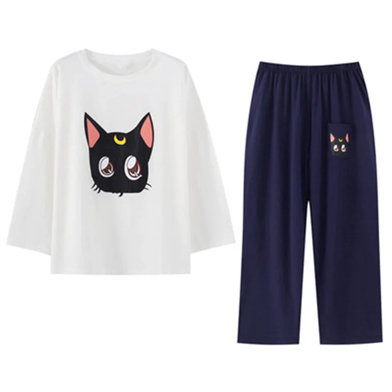 

Con Estampado De Dibujosmanga Larga Para Mujer Ropa De Dormir Animados, Pijamas Cuello Redondo, Para El Hpijama De