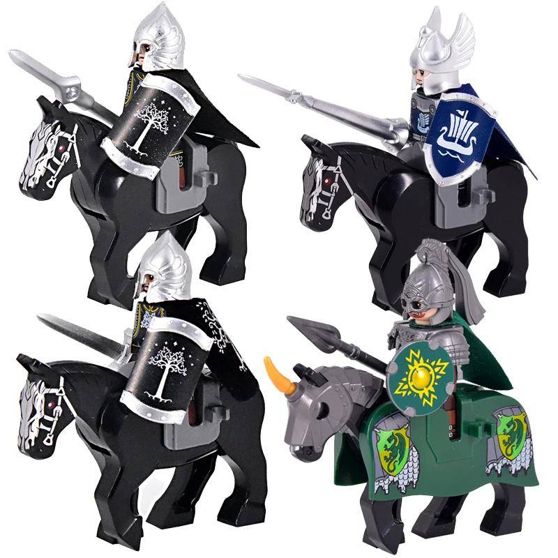 Medieval Rohan Gondor Knights lotr Figures Building Blocks The Guard Soldier With War Horse Bricks Toys for Children XMAS Gifts