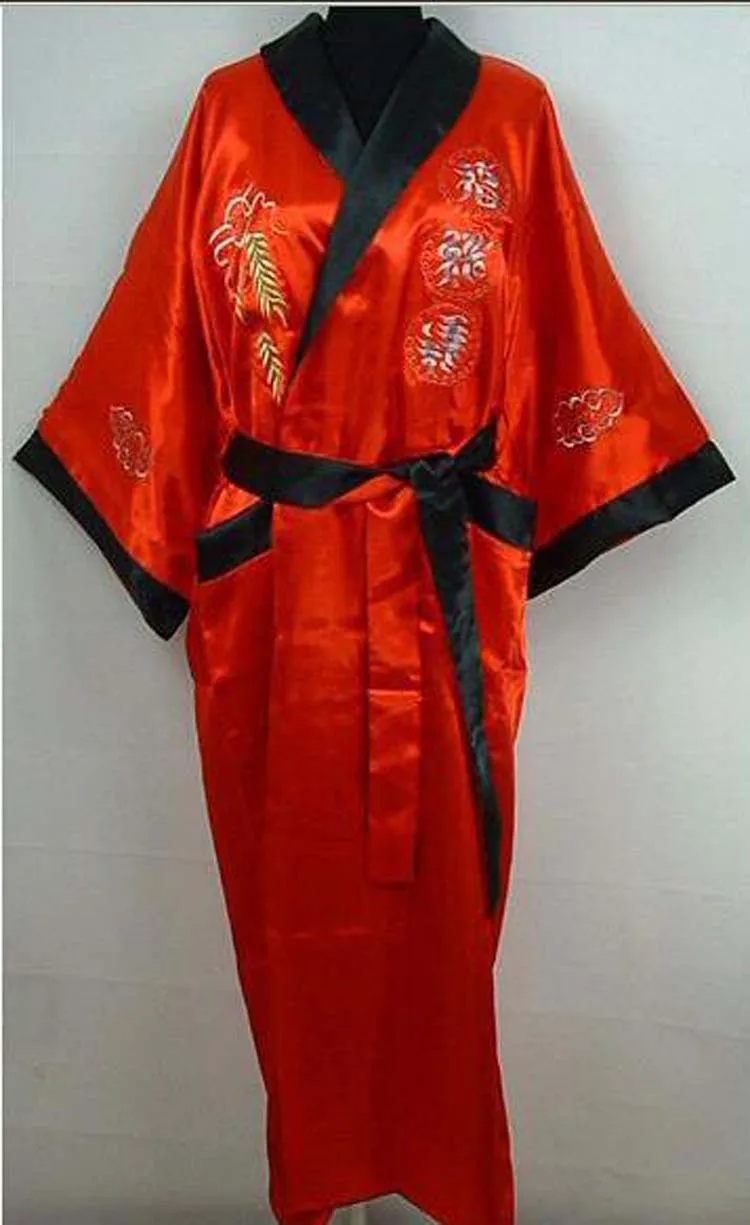 Халат атласный мужской Шелковый двусторонний с вышивкой в виде дракона - купить