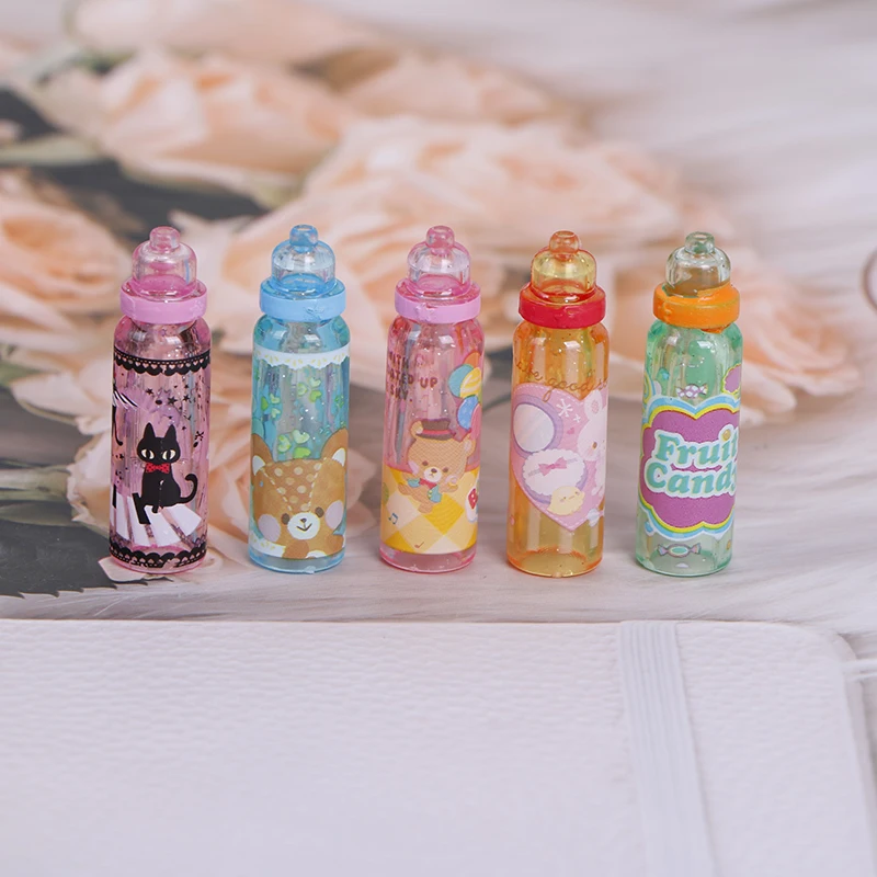 

1Pcs Cartoon Milk Bottle Drink Model Props Decorate Doll House Miniature