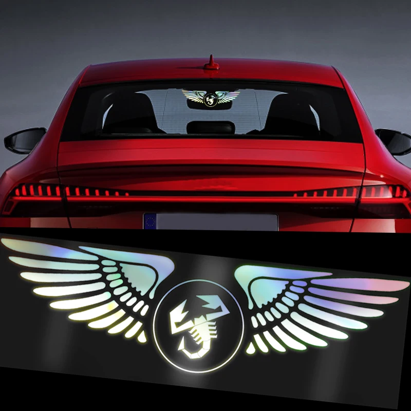 

1pcs Guardian Angel Wings Reflective Car Stickers Decal for Abarth Fiat Ducato 500 500L 124 Spider Coupe Panda Doblo Qubo Tipo