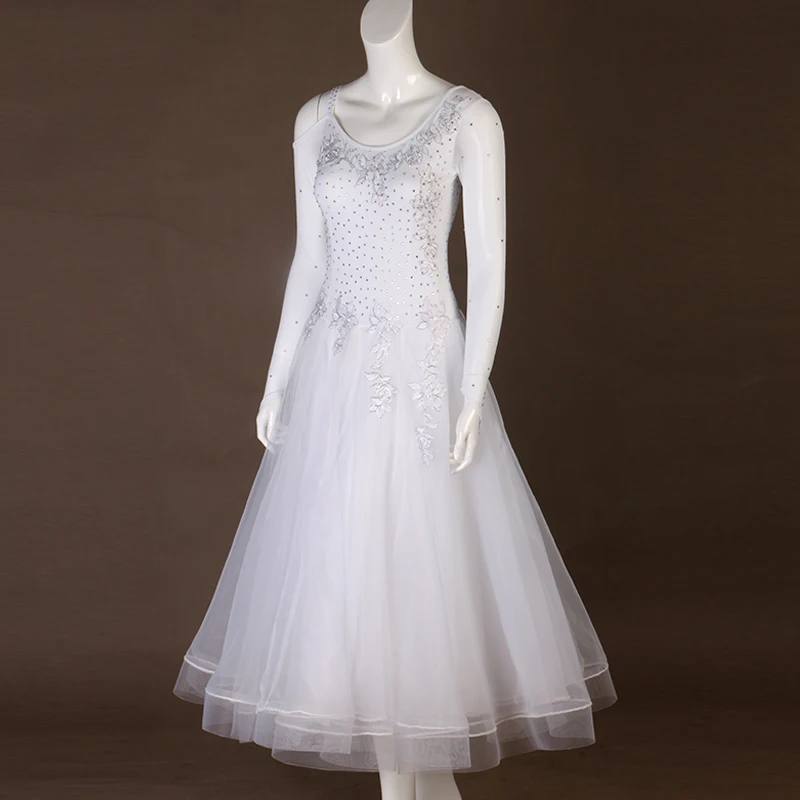 Взрослый передовые костюмы для бальных танцев платья 2021 элегантный белый Танго