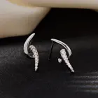 Натуральная 925 стерлингового серебра изящный Циркон спиральный гвоздик серьги для женщин и девочек