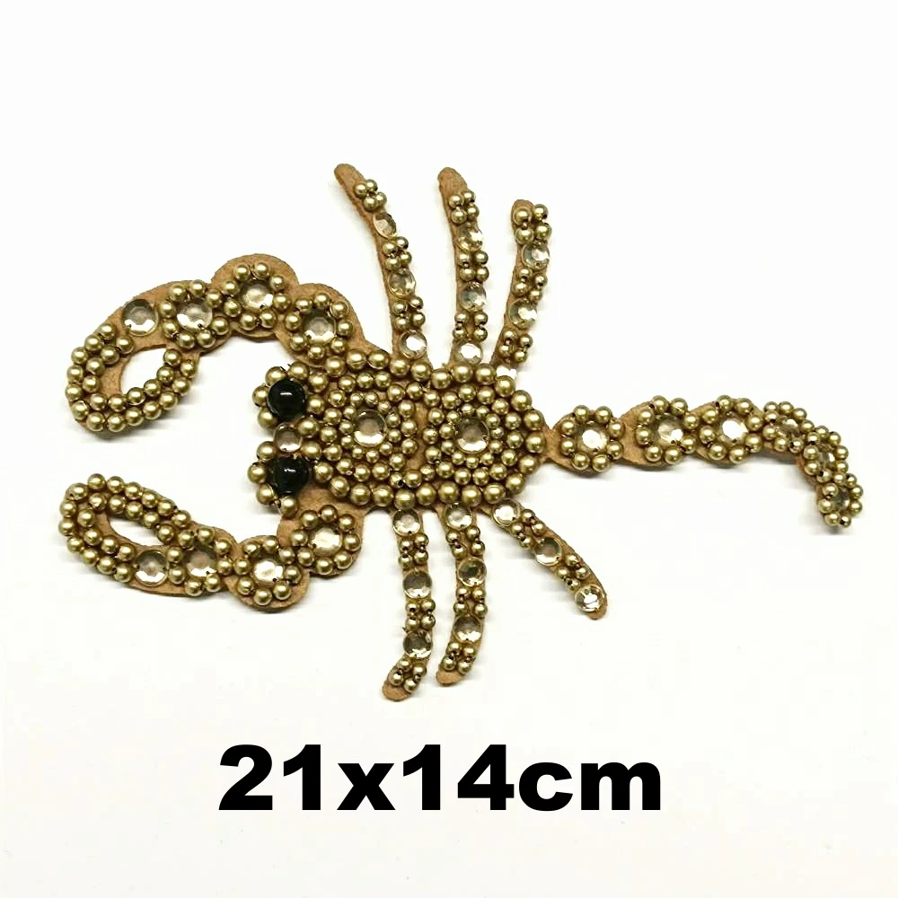

Garment accessory embroidery beaded scorpion crown embroideried patches for clothing PA-3300