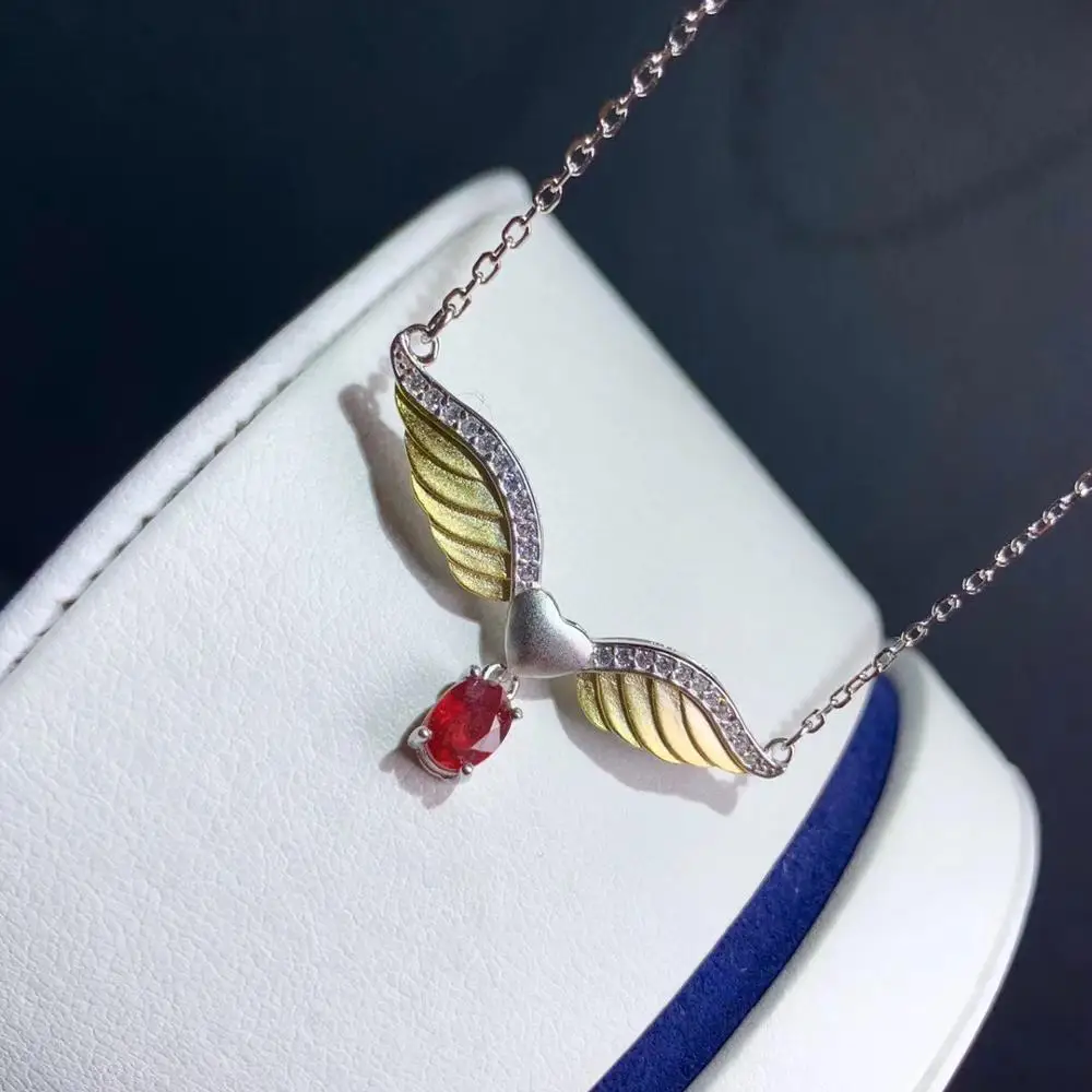 Рубиновой подвеской стихийных бедствий и настоящим Рубином Цепочки ожерелья 925