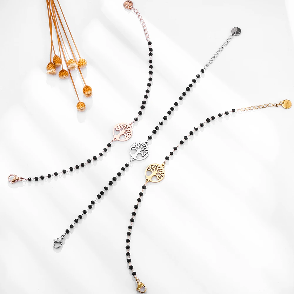 Браслет Древо жизни Регулируемый для женщин браслет из нержавеющей стали с