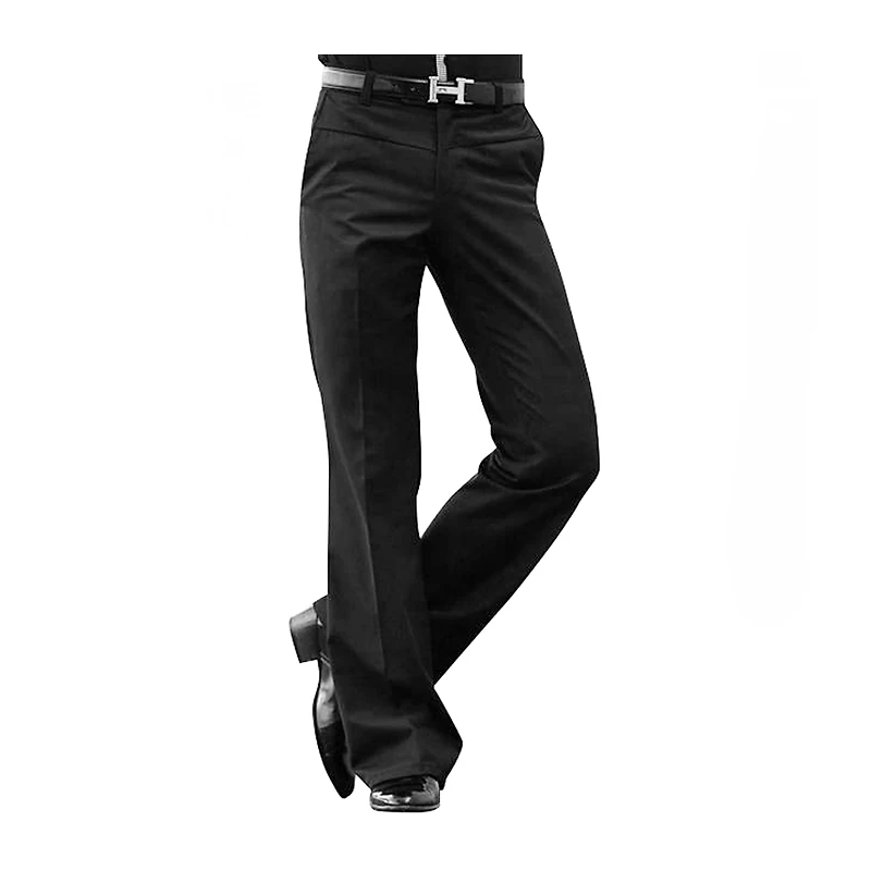Mens Flared Trousers Formal Pants Male Bell Bottom Dance Suit Pants Fashion Size 28-33 Black