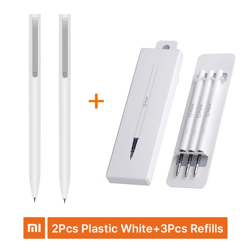 2pcsWhite3pcs Xiao mi jia металлическая ручка 0,5 мм черная mi ручка PREMEC гладкая швейцарская сменная японская чернильная долговечная шариковая ручка - Цвет: 2pcsWhite3pcs