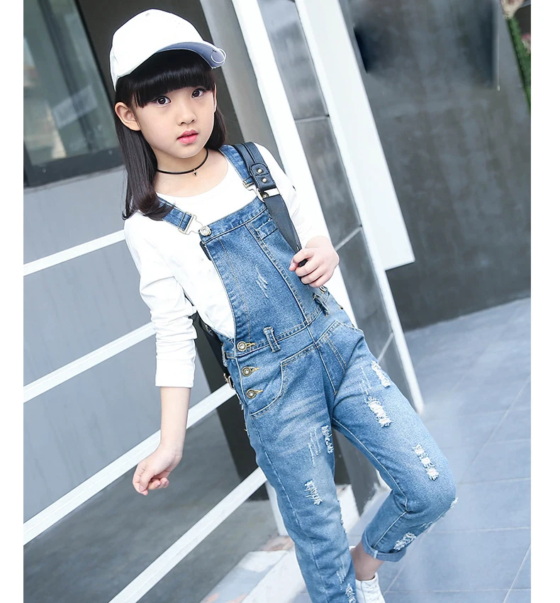 Джинсы для девочек джинсовый комбинезон высокого качества одежда подростков