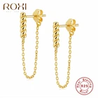 ROXI Глянцевая спираль дизайн серьги-гвоздики для женщин, ювелирное изделие, цепочка, ожерелье, цепочки, серьги пирсинг 925 Серебряные сережки Orecchini