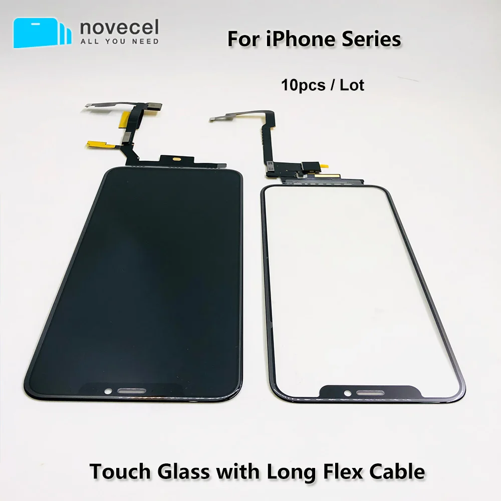 10 шт./лот ЖК сенсорный Внешний экран стекло с длинным гибким кабелем для iPhone X XSmax