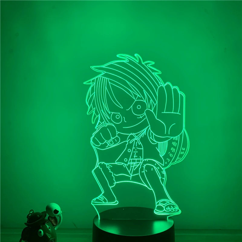 3D светодиодный ночсветильник аниме Q Luffy Jet Punch поза Ver. Экшн-фигурка 7 цветов