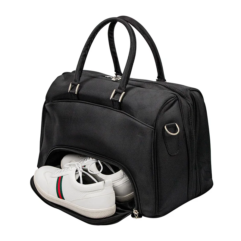 Golf Boston Bag Large Capacity Nylon Men Women Travel Clothing Bag with Separate Golf Shoes Bag Embroidery Logo