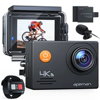 apeman a79 action camera 4k 20mp external microphone 2 4g remote control vlog camcorder