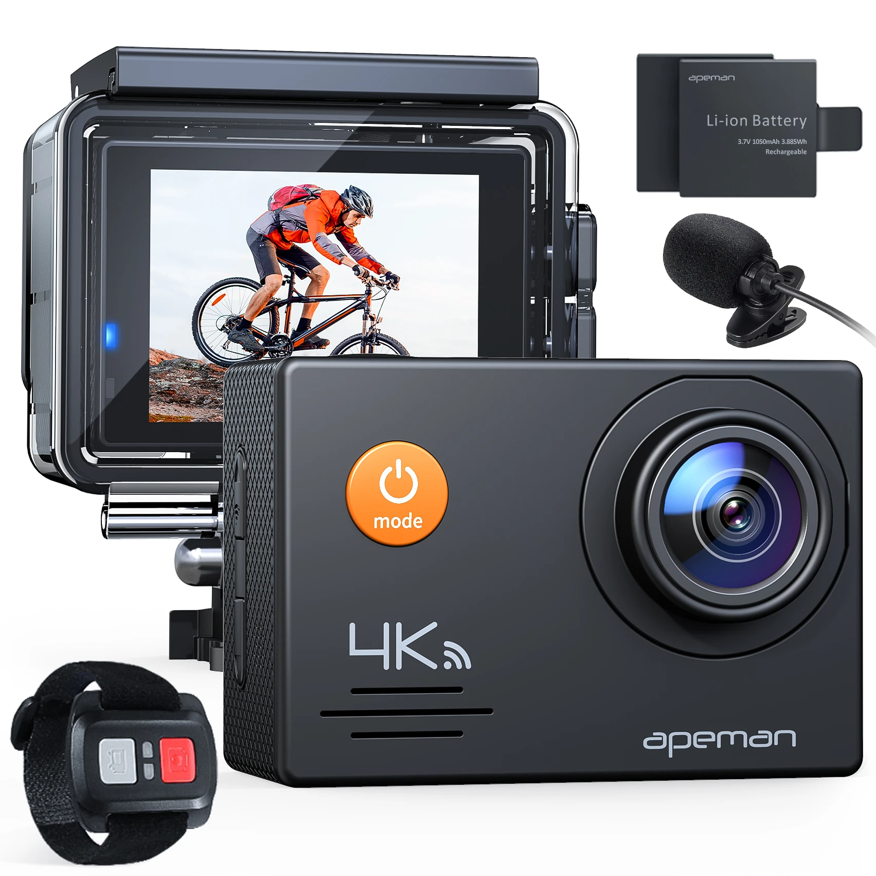 APEMAN A79 Action Camera 4K 20MP External Microphone 2.4G Remote Control Vlog Camcorder | Электроника