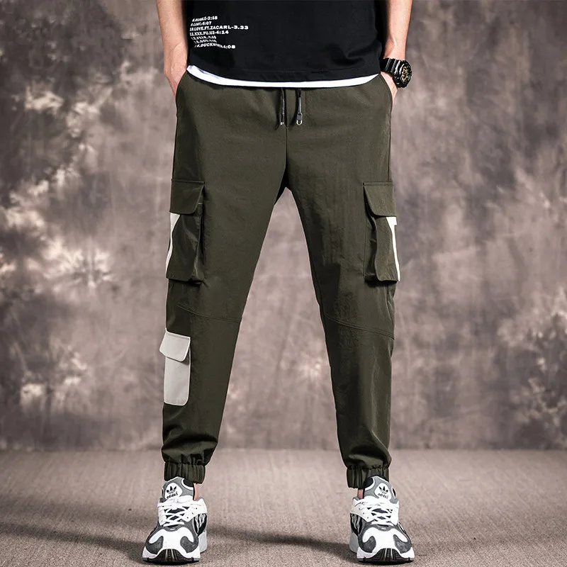

2021 Men's Vintage Cargo Pants Hip-hop Pockets Cotton Joggers Pants Male Fashion Sweatpants Autumn Overalls
