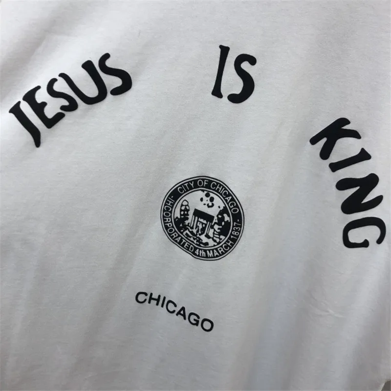

High Quality Cotton Jesus is King T-shirt Kanye West Men Women T-shirts Jesus is King Tee Chicago Print Tops