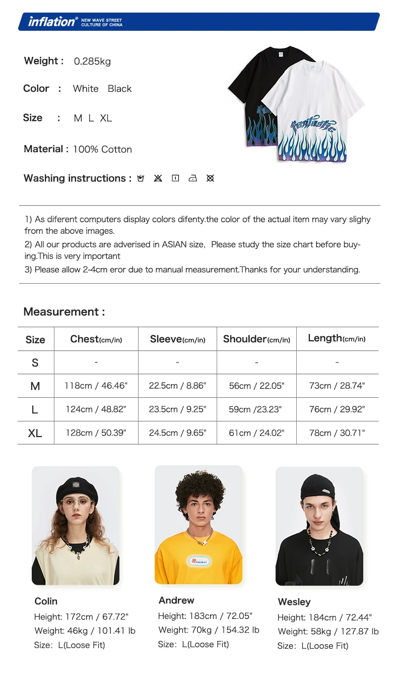 Men's Black Oversized Tee with Bold Flame Print