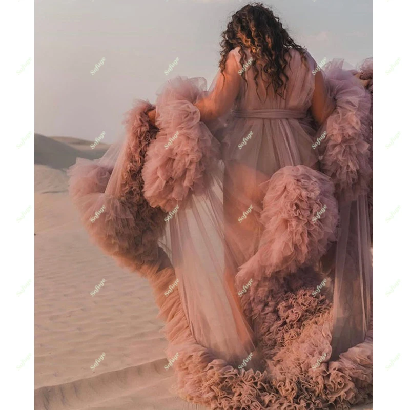 

Sexy Ruffles Kimono Women Evening Dresses Prom Illusion African Cape Party Robe De Soiree Celebrity Vestidos Fiesta CUstom Made