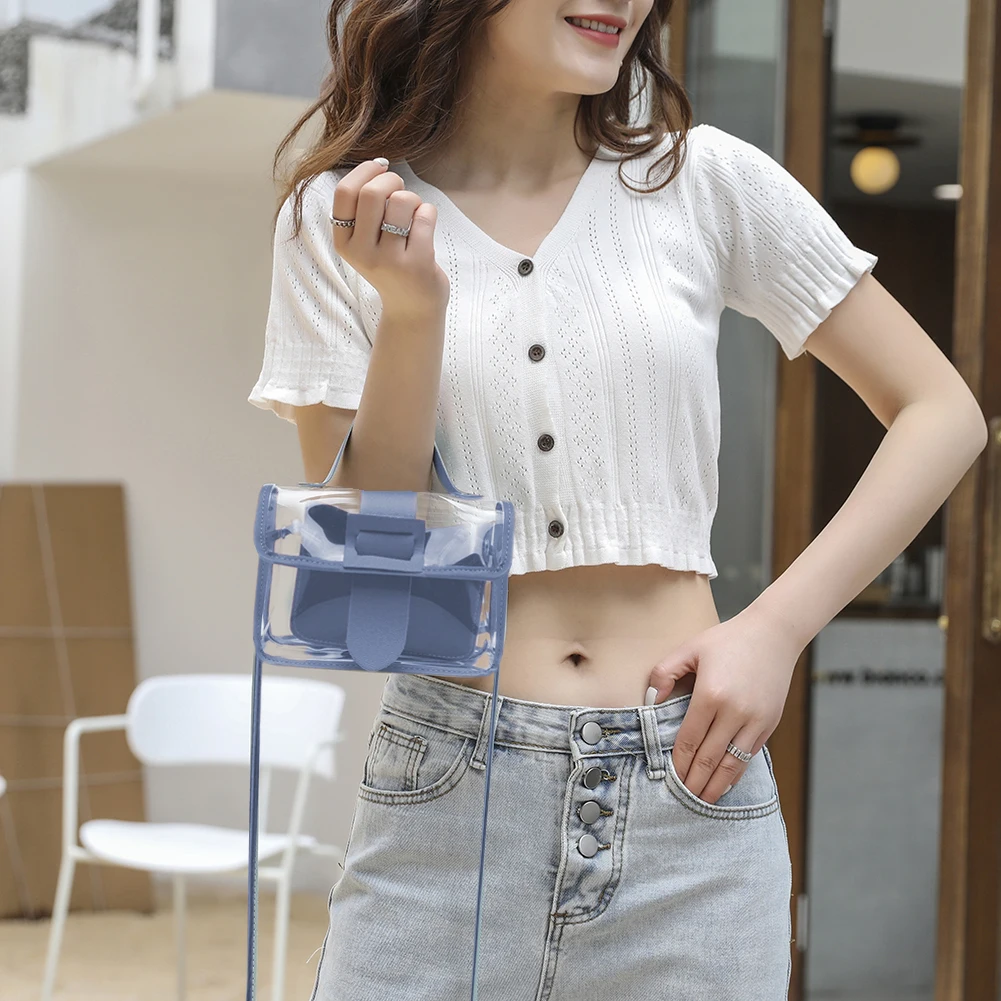 

Летняя женская сумка через плечо, сумочка, Классическая текстура, нежная, креативная, шикарная, женская, прозрачная, ПВХ, сумка-мессенджер, с...