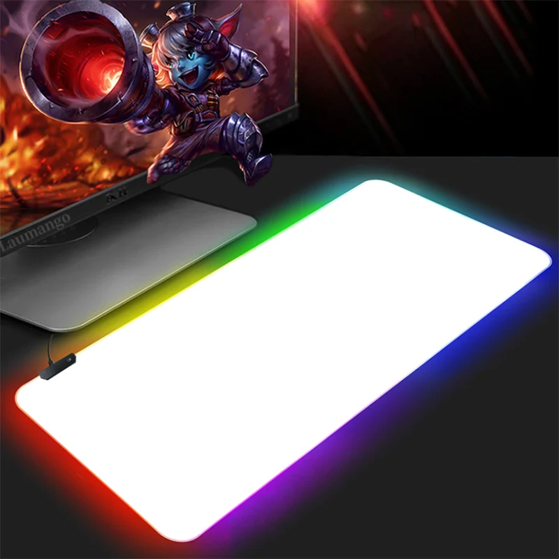 

Чистый белый RGB светящийся игровой коврик для мыши, цветной светящийся USB светодиодный коврик для клавиатуры с подсветкой, игровые аксессуа...