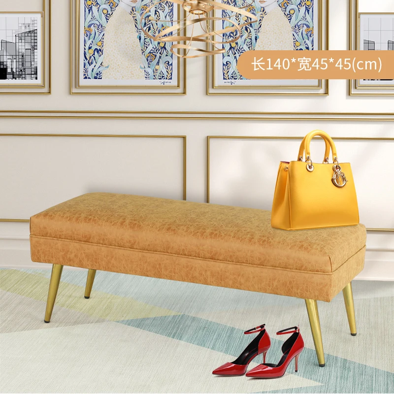 

Nordic shoe changing stool home door shoes clothing store sofa light luxury long leather foot bed end