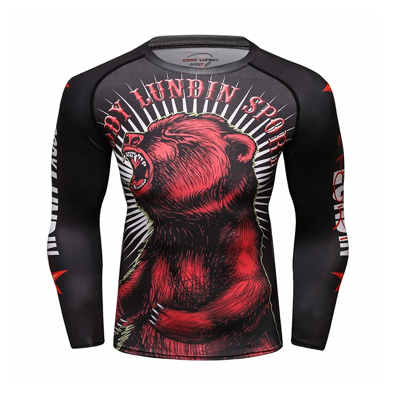 

Men Breathable Fitness Running Rash Guard New Design Digital Sublimation Printed Long Sleeve