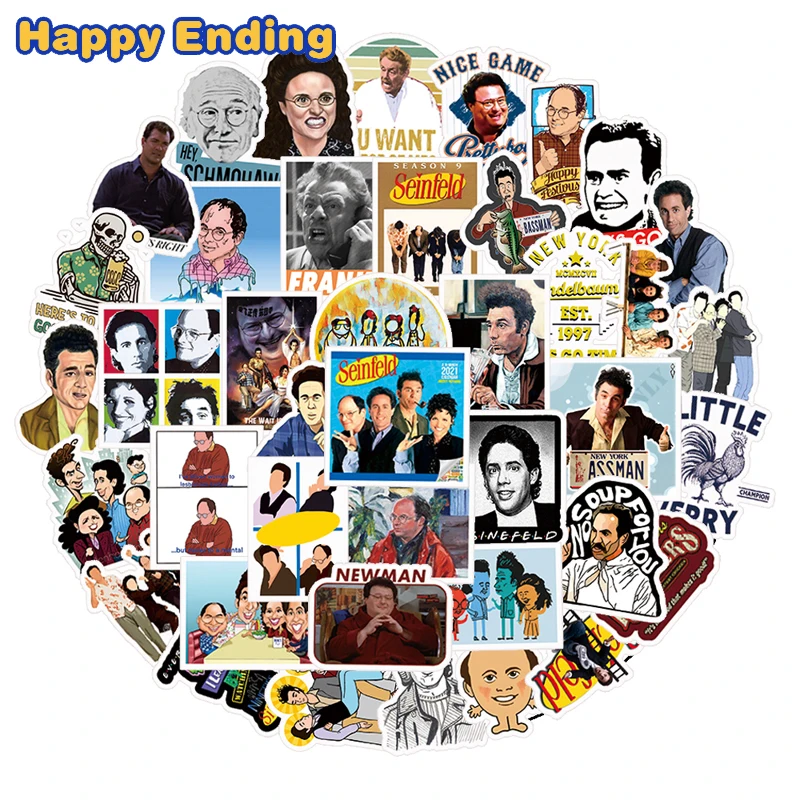 

Смешная наклейка Seinfeld для ноутбука, скейтборда, искусственной гитары, динамика, мотоцикла, велосипеда, автомобиля, игрушка, 10/30/50 шт.